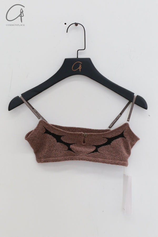 Rui Zhou 24 Autumn and Winter Thorn Intarsia Short Vest Series RUI-RAW24KN09-CHAFEN TeaRose